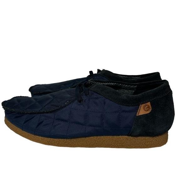 NIB Clarks Shacre II Step Moc Slip-On Suede Textile Loafers Blue Size 12 Wide - Picture 3 of 15